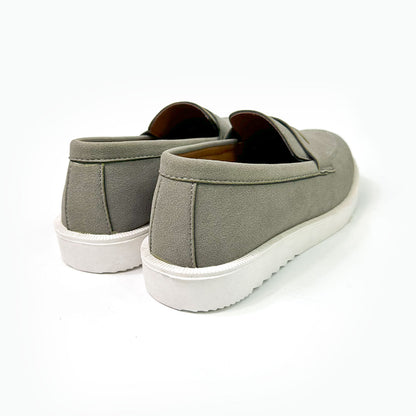 Grey Suede Penny Loafers